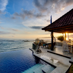 Sunset over Balinese coastline