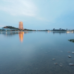 陕西省西安世搏园长安塔夜景_9974