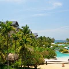 Pools on the beach in South Chinese Sea, China, Hainan, Sania