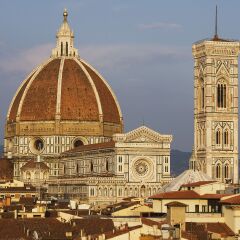 City rooftops and the Duomo Santa Maria Del Fiore, Florence, Italy