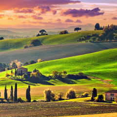 Landscape in Tuscany at sunrise