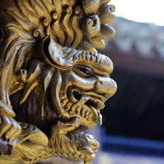 绍兴舜王庙古代金漆瑞兽雕塑_6795