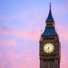 Big Ben and Houses of parliament at twilight in London, UK