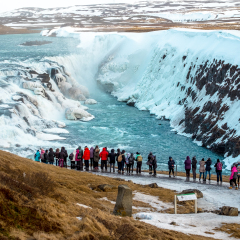 Gullfoss is bigger waterfall famous landmark in Iceland 