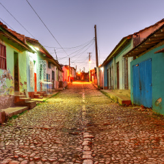 Colorful traditional houses in the colonial town of Trinidad in Cuba, a UNESCO World Heritage site.