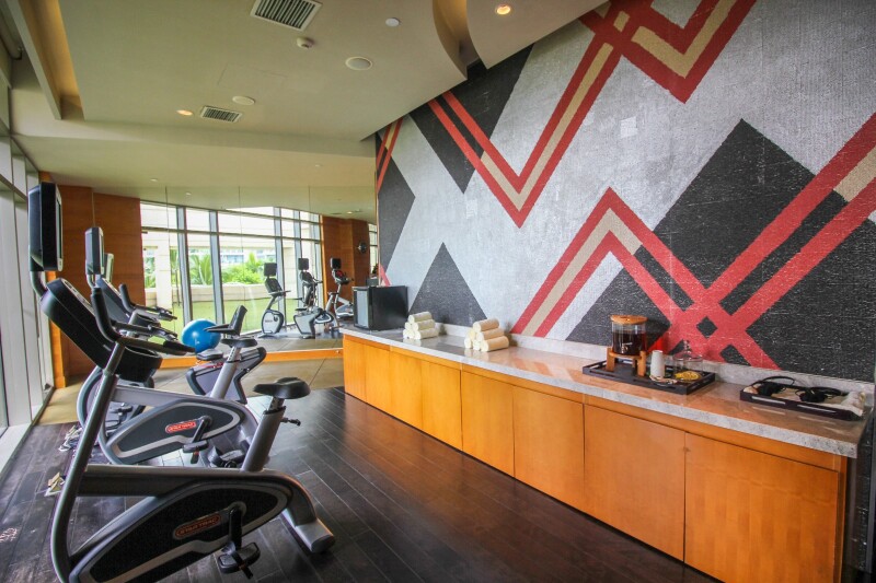 健身房的器械很多,还有专业的健身教练.