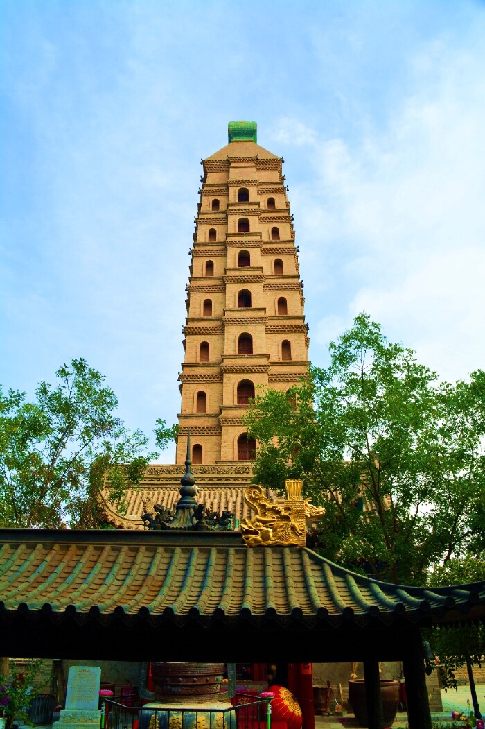 因其与银川市西的承天寺塔遥遥相对,又俗称北塔.