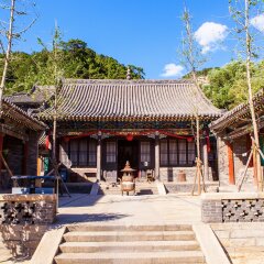 Tianlongshan Grottoes(Caves at the Heavenly Dragon Hill) scene-Tianlong temple. It lies in the southwest of Taiyuan, Shanxi, China.