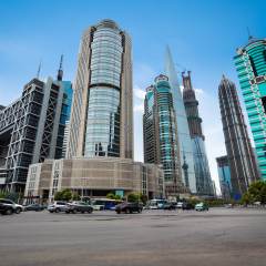 street scene of shanghai financial center,China.