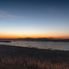 Sunrise on the Yangtze River in Nanjing, China