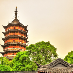 The Beisi Pagoda at Bao'en Temple in Suzhou, Jiangsu Province, China