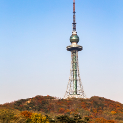 TV tower in Zhongshan Park in Autumn, Qingdao, China