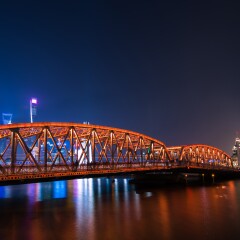 上海苏州河上的外白渡桥夜景