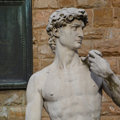 David statue on the  Palazzo Vecchio, Florence in Italy