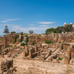 Ancient ruins on the Birsa hill in Carthage. Tunisia. Carthage is the world heritage of UNESCO.