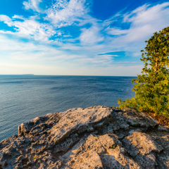 View of Georgian Bay Open Water from High Vantage Point in The Bruce Peninsula National Park, Ontario, Canada