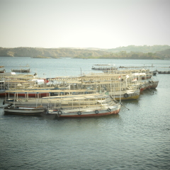 Group of Boats in Nile river, Nubia, Egypt