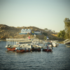 Group of Boats in Nile river, Nubia, Egypt