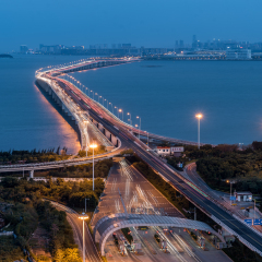Aerial Aerial Xiamen landmark of Jimei bridge view of Xiamen landmark JiMei Bridge