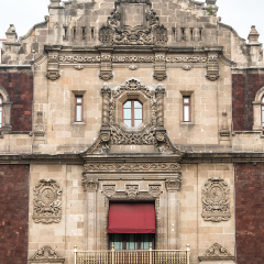 Architectural fragment of Palacio Nacional (National Palace or President's Palace). Zocalo, Plaza de la Constitucion, Mexico City.