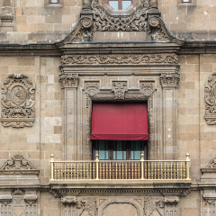 Architectural fragment of Palacio Nacional (National Palace or President's Palace). Zocalo, Plaza de la Constitucion, Mexico City.