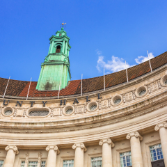 Architecture of County Hall in London, UK
