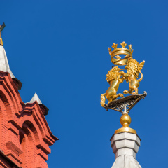 Fragment of the rood of Historical Museum at Square of Revolution, Moscow, Russia.