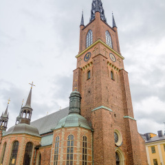 Riddarholmen Church tower at Stockholm, Sweden. Its the burial church of the Swedish monarchs since 1632.