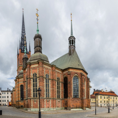 Riddarholmen Church tower at Stockholm, Sweden. Its the burial church of the Swedish monarchs since 1632