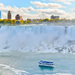 Panorama of Niagara Falls in autumn