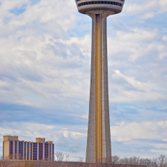 Observation tower in Ontario in Canada near Niagara River. Niagara River is a border between the United States of America and Canada.