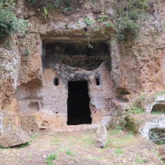  Cemetery area in Etruscan city in Rome Province.