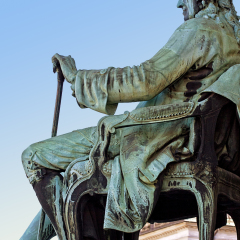 Copenhagen, Denmark, statue of Ludwig Baron of Holberg (1684-1754) writer, essayist, philosopher, historian and playwright 