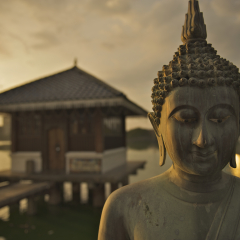 Colombo, Sri Lanka - The Seema Malaka Temple in Colombo is situated on Beira Lake and is part of the Gangaramaya Buddhist Temple Complex