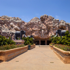 trembling bridge with statues of elephants, Sun City, South Africa