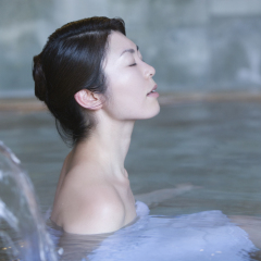 woman in hot spring