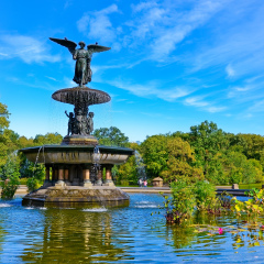 View of the Bethesda Fountain in the Central Park, New York City.