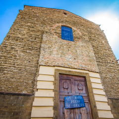 Romanesque-Gothic facade of the church Santa Maria del Carmine in Florence/Italy