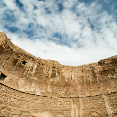 Great ruins of Diocletian baths (Thermae Diocletiani) in Rome