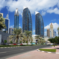 Skyscrapers of the Dubai World Trade center.