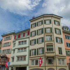 colorful houses at Augustinergasse in Zurich, Switzerland