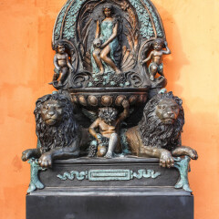 Ancient Roman sculpture on orange backgrounds, Thailand.