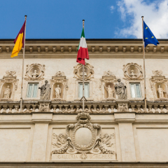 View at facade of Galleria Borghese in Villa Borghese, Rome, Italy