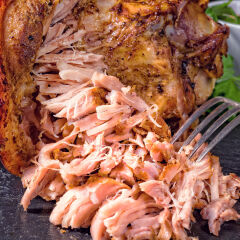 fresh roasted knuckle of pork with mustard
