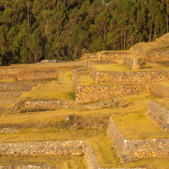 Chinchero Inca terraces and ruins in the Sacred Valley of the Incas, Peru