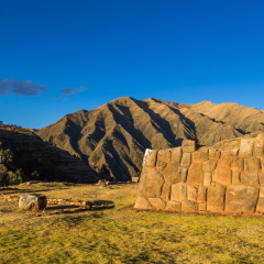 Chinchero Inca terraces and ruins in the Sacred Valley of the Incas, Peru