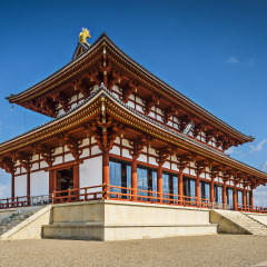 Nara, Japan at Heijo Palace. The site served as the Imperial Palace of Japan from 710-784 AD.