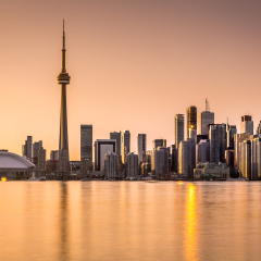 Toronto skyline at sunset
