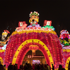CHENGDU, CHINA- FEBRUARY 3, 2017: A lantern exhibition is hold during Chinese New Year holidays at the 2017 Chengdu Temple Fair in Wuhou Shrine Museum, Jinli Street