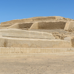 Adobe pyramids at Cahuachi, the main ceremonial center of the Nazca culture, Peru